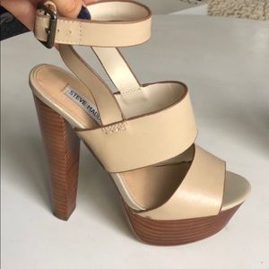 Tan leather high heels